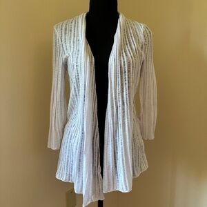 *JM COLLECTION* Petite White Long Sleeve Open-Front Cardigan Sweater Size PM